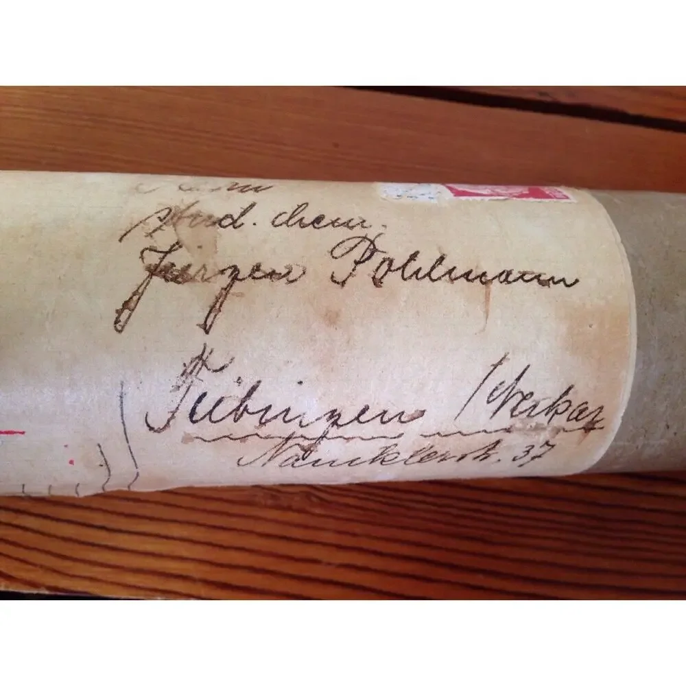 Vintage 1953 Mid Century German Germany Deutsche Post Cardboard Mailing Tube